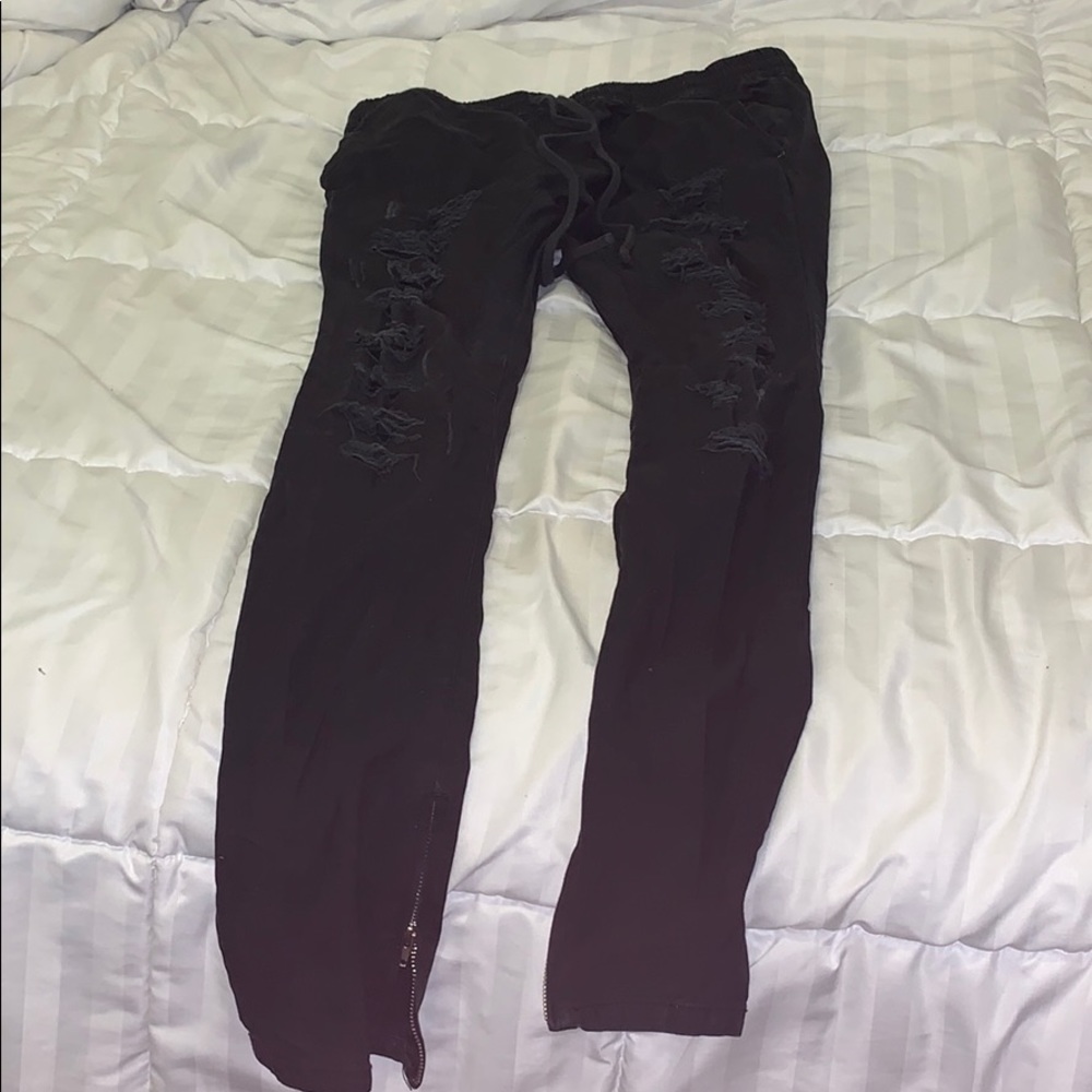 [Pacsun] Distressed Drawstring Ankle Zip Pants
